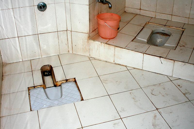 IMG_2443.JPG - Это священное место заслуживает отдельного рассказа. В Индии все по-другому. Даже туалеты. Унитазов как правило нет, есть вот такие дачные варианты. Причем с разделением по "надобностям" - один мелкий, другой поглубже. Туалетной бумаги нет как категории, зато есть водичка и ведерочко в помощь. Все разделено четко - правая рука для еды, левая - для водички ) Поэтому и наш рюкзак был большой - с собой всегда рулон бумаги и пузырьки с антисептиками, кроме миллиона других важных вещей